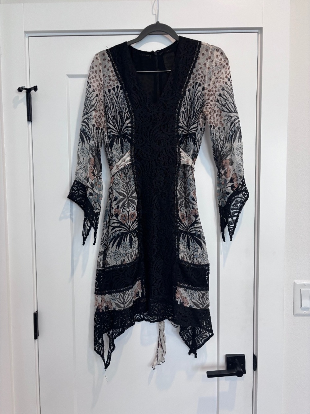Anna Sui Silk Floral Lace Dress Size 6